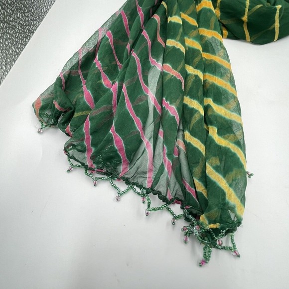 Women Scarf Green Chiffon Polyester Long Rectangular - Picture 5 of 12